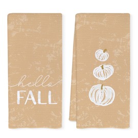 Qnhij Fall Decor Decorative Towels Set of 2- Fall Towels Kitchen, Fall Pumpkin Decor Hand Towel for Bathroom, Autumn Decor Dish Towel, 16×24 Inches