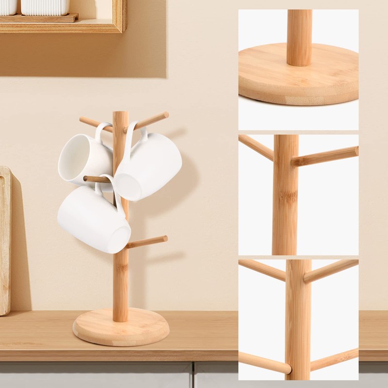Chstarina Wooden Cup Stand, Bamboo Wooden Cup Holder, Pretzel Holder,