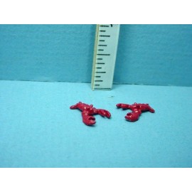 Reynolds Metal Miniatures Miniature Lobster (2) Small Painted Metal Reynolds Non-Edible 1/12th Sc