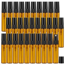 BENECREAT 30pcs 5ml/0.17 oz Mini Amber Glass Spray Bottle, Refillable Fine Mist Sample Bottle Small Travel Spray Bottle for Perfume, Liquid Cosmetics, Essential Oils