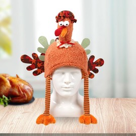 TOPORTY Plush Turkey Hat Thanksgiving Turkey Cap Novelty Turkey Headwear for Thanksgiving Night Event Carnival Cosplay Dress-up Party (Mrs. Turkey)