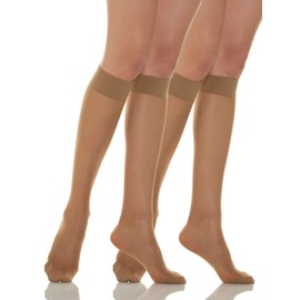 Relaxsan Basic 700 Knee Socks Graduated Compression Without Heel 70 Denier 12-17 mmHg, Brown [2 Pairs]