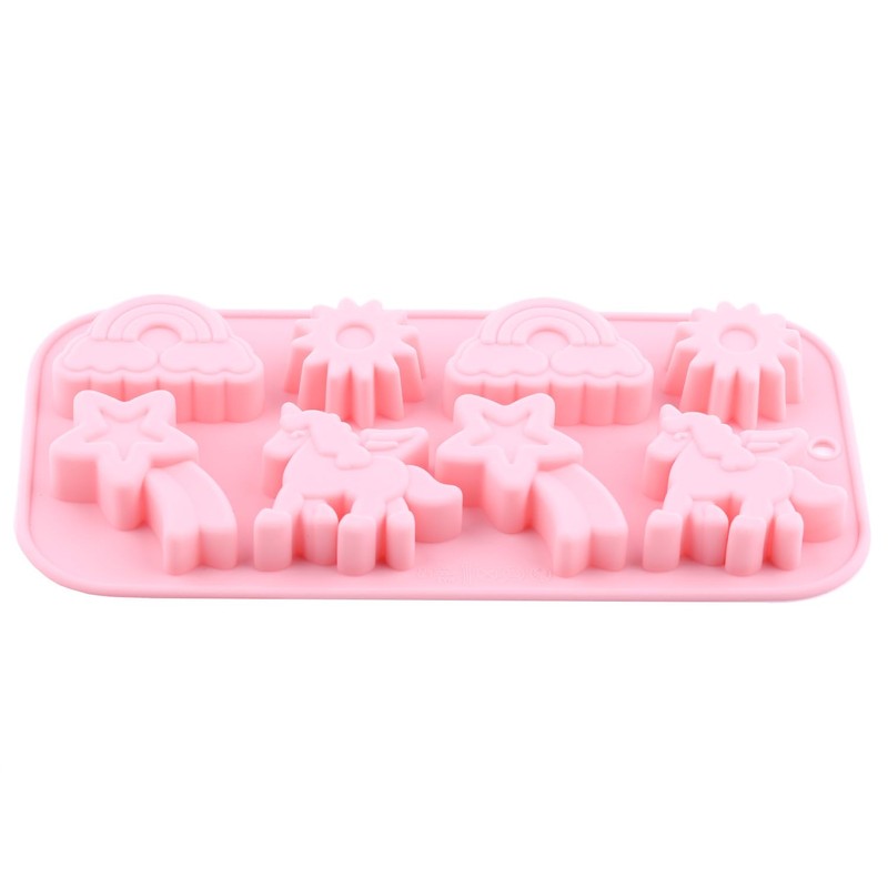 EPYHREHM 8 Cavity Winged Unicorn Themed Silicone Molds Rainbow Sun