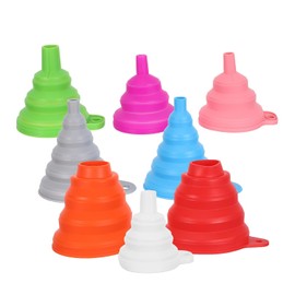 LABRIMP Funnels de Silicona Plegables para Cocina 8 Piezas Mini Embudo Fácil de Limpiar y Adaptable para Botellas y Frascos en Transferencia de Aceite
