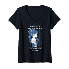 Womens Even in Darkness There is Hope Retro Anime Quotes Present V-Neck T-Shirt