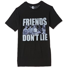 Stranger Things Men's Cast Friends Don't Lie Basic Solid Tee, Black, Small