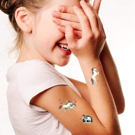 13 Glitter Tattoos Horse Girl with Glitter for Boys and Girls 49059 Temporary Tattoo for Children Children's Tattoo Children's Birthday Party Bag Horses Ponies