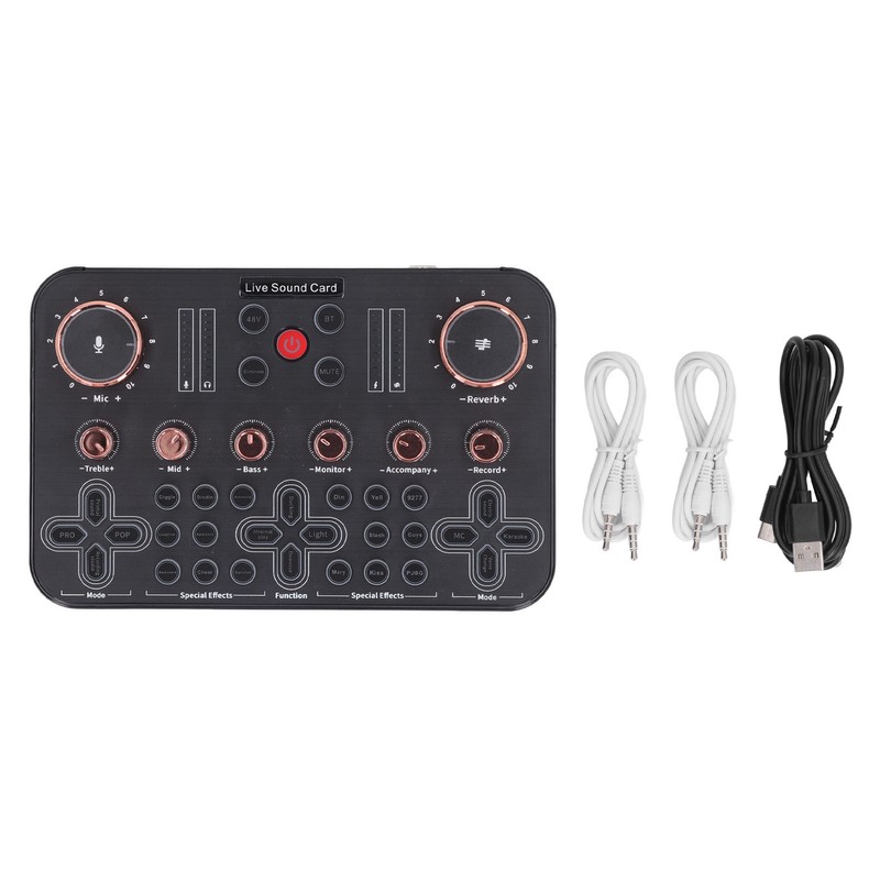 Live Sound Card Voice Changer Soundboard Bluetooth Audio Mixer for
