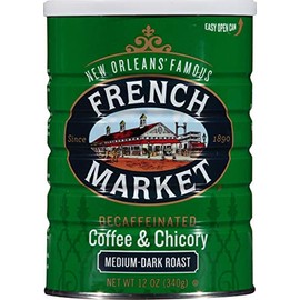 French Market Coffee & Chicory Decaffeinated Medium-Dark Roast Ground Coffee, 12oz Can (Pack of 3)