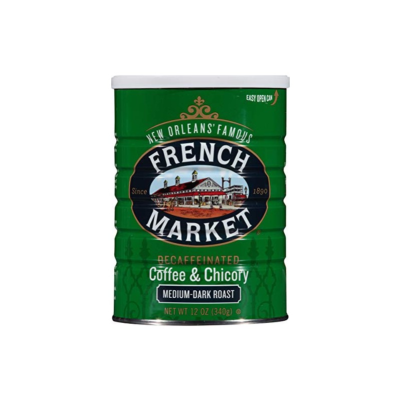French Market Coffee & Chicory Decaffeinated Medium-Dark Roast Ground Coffee,