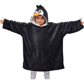 A2Z 4 Kids Girls Boys Oversized Hoodie Animal Blanket Super Soft Warm Fleece - Snuggle 957 Penguin Kids 7-13