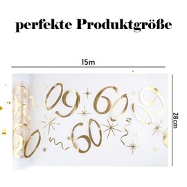 Table Decoration 60th Birthday, Table Runner Gold Roll Table Runner for Birthday Anniversary Celebration Party