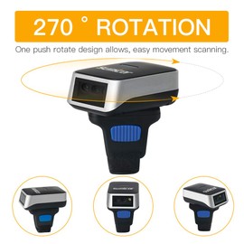 Sumicor Barcode Scanner 2D Bluetooth Wireless Ring Barcode Scanners, Portable Wearable Mini 1D & 2D Finger Bar Code Reader Work with Windows Mac OS iOS Android (2D)