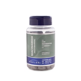 Maklen Niacinamida con Resveratrol - Nicotinamida con Resveratrol y Omega 3- Potente Formula Antioxidante y Bienestar Celular, Energia y Salud de la Piel - 90 Capsulas Softgels de 700 mg