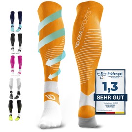 Diasports Runstars Compression Socks for Marathon & Triathlon, High-Quality Compression Socks for Men and Women, orange, s