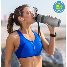CodiCile Water Bottle, BPA Free 1l Water Bottle Leak Proof Drinks Bottle, Large Sports Bottle Great for Gym, School, Office and Travel (Dark Gray)