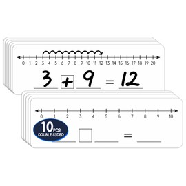 10 Pcs Number Line Dry Erase Boards Cards, Double Sided Writable and Erasable Board 0-10 on One Side 0-20 on Other Side Math Teaching Homeschool Supplies for Students, Classroom Must Haves (4” x 12”)