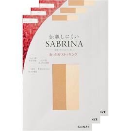 Gunze Sabrina Women's Pantyhose, Warm Stockings, Same Color, Set of 3 Pairs, beige (natural beige), L–LL