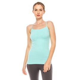 Kurve Women’s Camisole Tank Top, Basic Seamless Stretch Spaghetti Strap Cami UV Protective Fabric Rated UPF 50+ (Made in USA), Aqua, X-Small/Medium