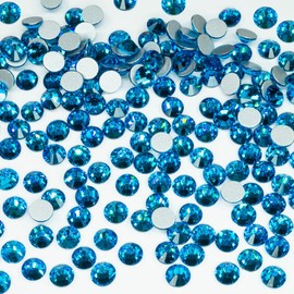 qiipii 2880pcs SS10 2.8mm Capri Blue Flatback Rhinestones Bulk K9 Glass Blue Nail Art Gems Round Beads Crystals Stones Diamonds Nail Charms Jewels for Nails Eyes Face Makeup Crafts DIY Tumblers Cups
