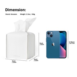 2Pcs Tissue Box Cover Square, Modern Delicate Decorative PU Leather Cube Tissues Covers for Home, Hotel, Car, Office, Restaurant 5"X5"X5" (Pure White)