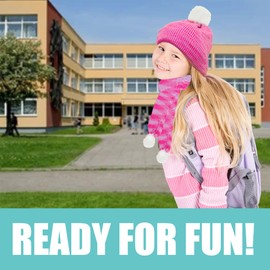 PEAK 2 PEAK Girls 3 Piece Beanie Hat Scarf and Glove Matching Set [4015] (Pink Glittered)