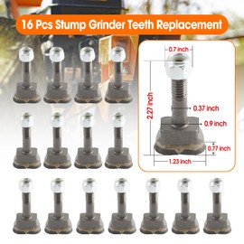 16 Pcs Stump Grinder Teeth Replacement Fit for Yellow Jacket Stump Grinder for Stump Removal, High-Speed Grinding for Hardwood & Roots