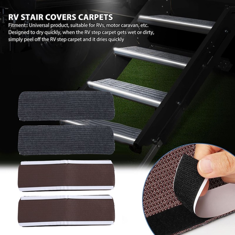 4Pcs RV Stair Covers Carpets Anti Slip Quick Drying Waterproof