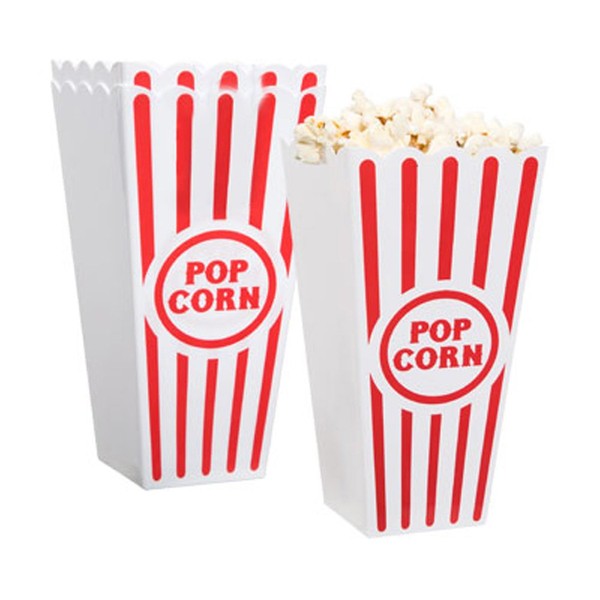 [Novelty Place] Plastic Red & White Striped Classic Popcorn Containers