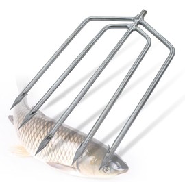 Dutiplus Large Fishing Harpoon 1~11 Prong Barded Stainless Steel Hunting Fish Gig Gaff Fork Hook with 8mm Screw for Catching Big Fish Mole Big Bullfrog (Large 5 Teeth(F))