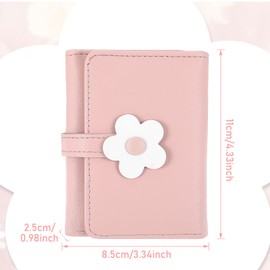 FdcLixuvol Cute Purse Flowers Women's Small Coin Bag Purse for Girls and Boys Women's Small Mini Wallet Made of Soft PU Leather Thin Bifold for Gifts Women Friends Anniversary (Pink), pink