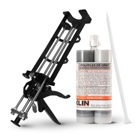 Roklin Systems, Inc. - Polyflex DS Asphalt Crack Sealer, Quick-Drying Concrete Crack Filler Repair Kit with Cartridge Plus Gun for Pavement Maintenance and Home Improvement, 21 oz, Gray