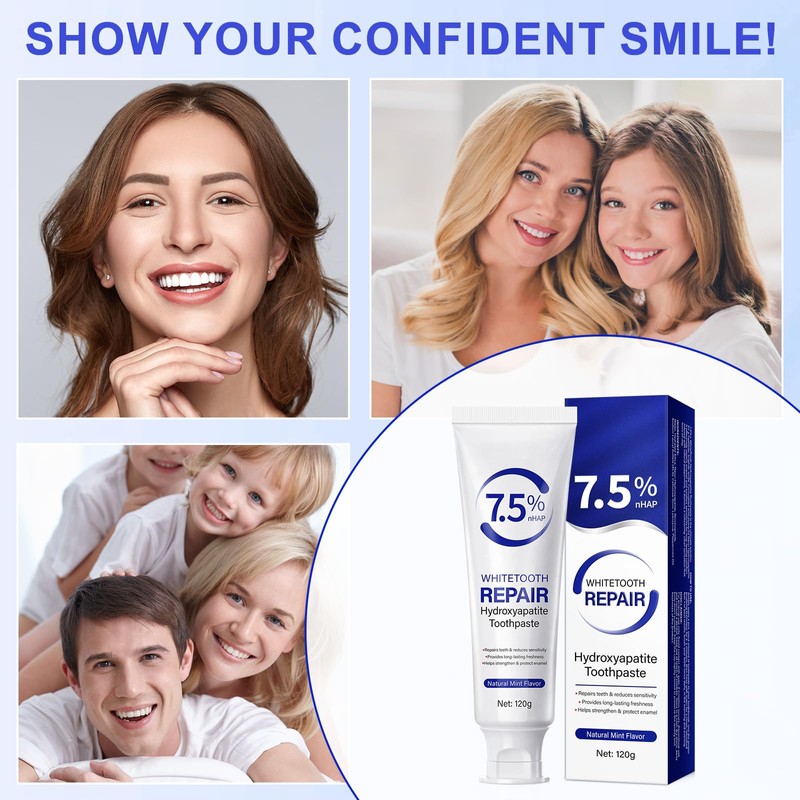 2pcs Hydroxyapatite Toothpaste, Repairs & Strengthens Enamel, Gentle Mint, Fresh