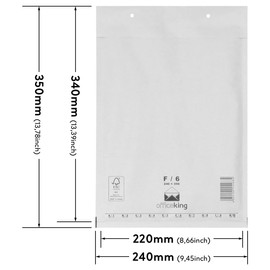 officeking Bubble Envelopes Tear-Resistant Pack of 50 White F/6 | 240 x 350 mm DIN A4+ Bubble Envelopes Bubble Mailing Envelopes