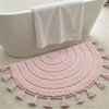 Boho Bathroom Rugs Vintage Half Circle Bath Mat with Tassels