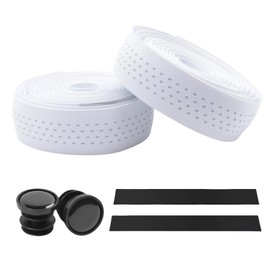 NELboNs Bike Handlebar Tapes Comfortable Anti-Slip Self-Adhesive Road Bike Handlebar Tape Damping Sweat Breathable Soft Touch Silicone EVA Foam Tape-2 Rolls,All White
