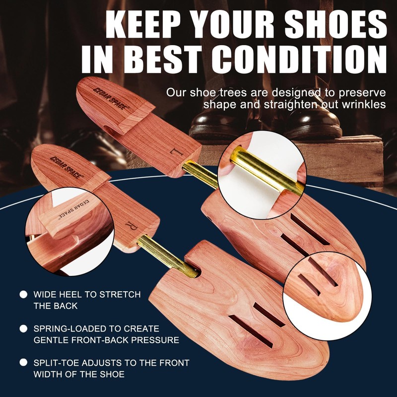 Cedar Space Wooden Shoe Stretcher Tree, 6.5-14 Sizes Cedar Wood
