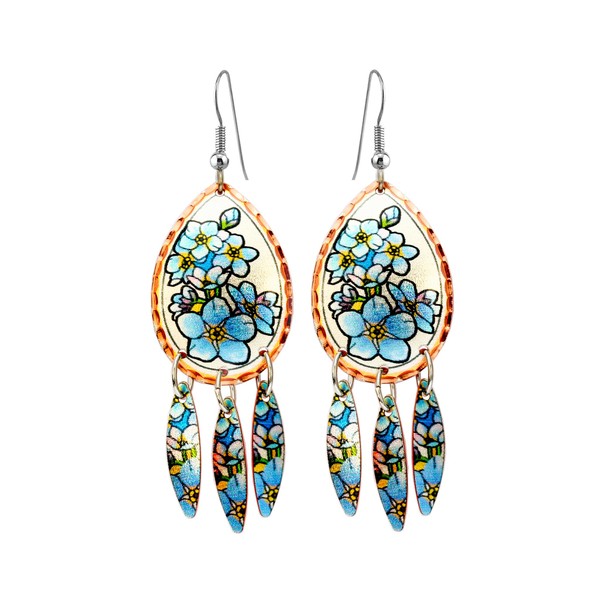 Handcrafted Forget-Me-Not Earrings – Vibrant Blue Alaskan State Flower Teardrop
