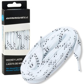 Winnwell Non Waxed Hockey Skate Laces - Ice Hockey & Roller Blade Skates Laces, Multiple Lace (White/Black, 120")