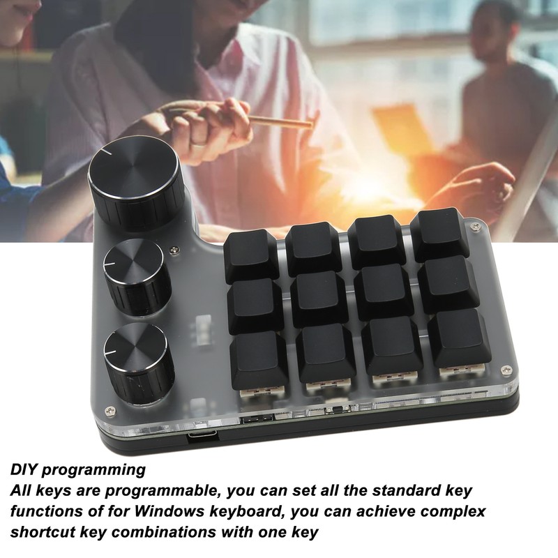 12 Keys Mechanical Keyboard Bluetooth USB Connection Mini Portable Programmable