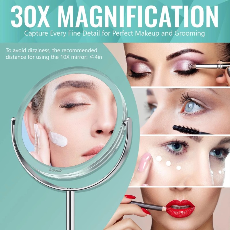 Auxmir Magnifying Makeup Mirror Double Sided Vanity With Tweezer 1X/30X