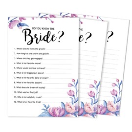Inkdotpot How Well Do You Know The Bride Bridal Shower Bachelorette Party Game Activity Cards 50-Pack Floral Who Know The Bride Best