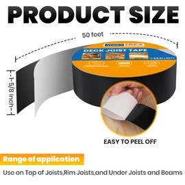 ADHES Weather Resistant & Waterproof Joist Tape - 4" x 16', 4 Rolls - Ideal for Wood Decks, Beams, Roof, Outdoor Construction