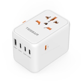 Travel Adapter Worldwide 65 W USB C Charger, TESSAN Universal Travel Plug with 1 USB, 3 USB C and 1 PD Quick Charge, International Socket Adapter for Germany, USA, England, Thailand Adapter