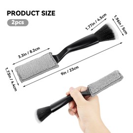 Bilkeru 2 PCS Double Head Brush, 2-in-1 Double Head Car Duster Brush for Interior & Exterior Cleaning, Soft Bristles for Dashboard, Air Vents, Screen, and More