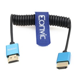 Eonvic 2.1 HDMI Coiled Cable 8K HDMI to HDMI Cable High Speed Thin HDMI Male to Male Extender Braided Coiled Cable for Atomos Ninja V, Sony a7siii, Portkeys BM5 Monitor