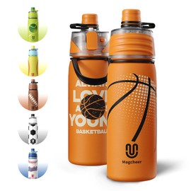 Magcheer Insulated Misting Water Bottle - 3D Textured Soccer Leak-Proof Cooling Sprayer for Training & Games