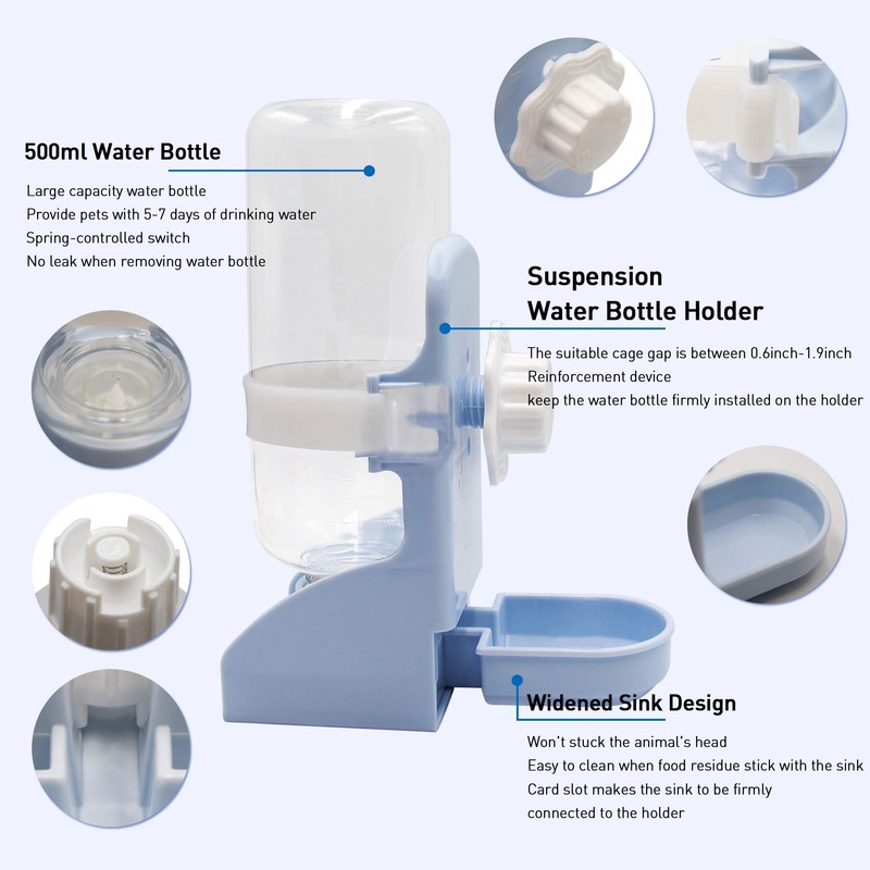LLSPET Rabbit Water Bottle Suspension Water Dispenser for Mini Pet
