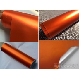 AUTOGOODY 60" x 60" Satin Matte Chrome Metallic Orange Vinyl Film Wrap Sticker Bubble Free