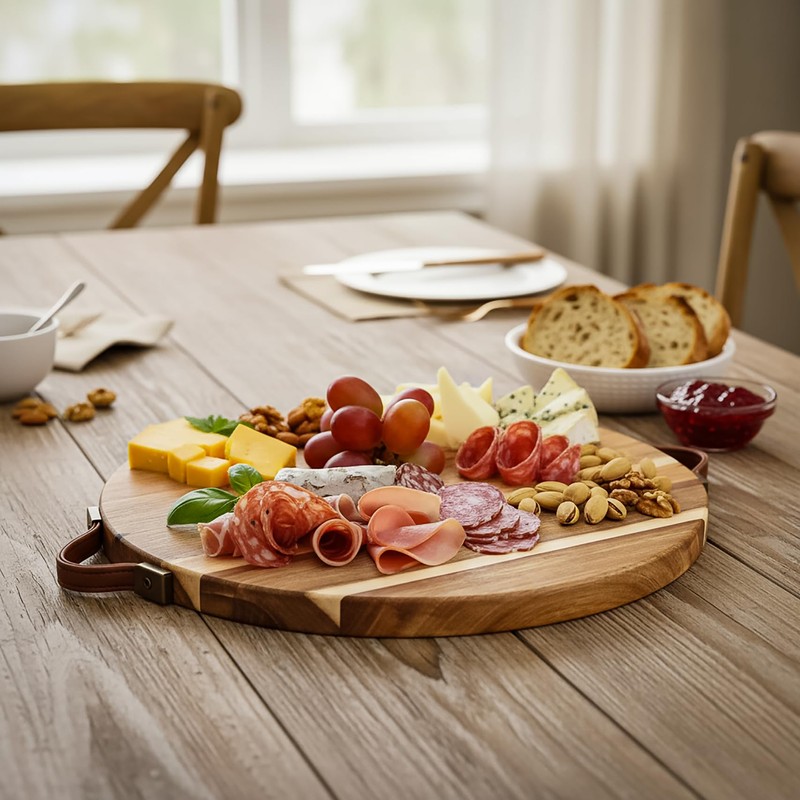 Hiceeden Acacia Wood Deviled Egg Platter with Handles for Easter,